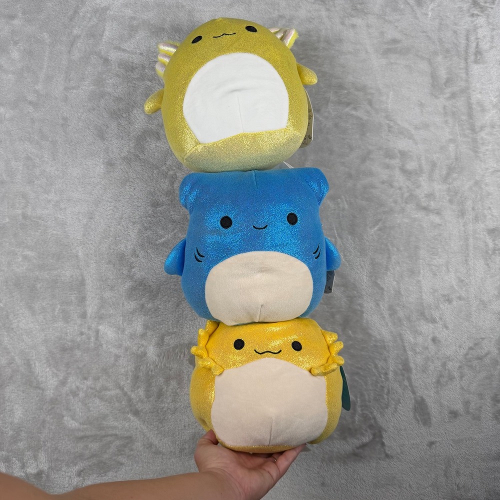 Squishmallows 3 Pack Nitro Rodry Terton Yellow Blue Shark‎ Axolotl Plush